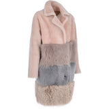 Womens Luxury Sheepskin Coat Baby Pink/multi: KB 634