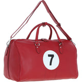 Real Leather Sports Holdall Bag with Shoulder Strap Red: PP-01-7
