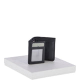 Cow Waxy Leather Classic 2 Card, Double ID, Coins &  Bill-Fold  Wallet Black : 1555