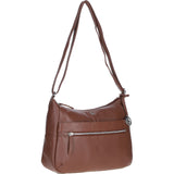 Leather Shoulder Bag with Zip & Magnetic Pocket Cognac: Meath