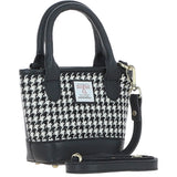 Ashwood Leather & Harris Tweed® Cloth Small Grab Bag Black/White: TW-63-12-BW
