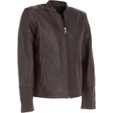 Mens Leather Biker Jacket Aq Brown: BR FONS-1