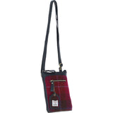 Authentic Ashwood Leather & Harris Tweed® Cloth Crossbody Bag Navy/Pink: TW-29-06-NP