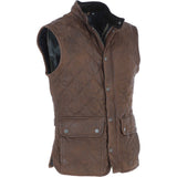 Mens Diamond Quilted Leather Gilet Brown 27 : M-15 vest