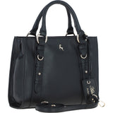 Real Leather Handbag with Adjustable Crossbody Strap Black: 64867