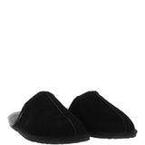 Fenland Classic Mens Suede Sheepskin Slippers Black/gray
