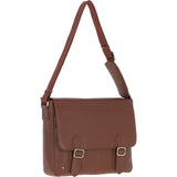 Gabicci Leather Messenger Bag with Crossbody Strap Tan: GB-64957