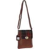 Ashwood Leather & Harris Tweed® Cloth Twist Lock Crossbody Bag Tan/Green/Red: TW-31-08-TR