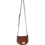 Real Leather Saddle Crossbody Bag Tan: 63753