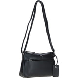 Compact Zip-Closure Leather Crossbody Bag Black: Belfast