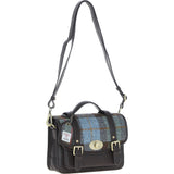 Ashwood Leather & Harris Tweed® Cloth Medium Satchel Bag with Twist Lock Brown/Mcload: TW-34-01-BM