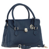 Premium Leather Shoulder Bag with Detachable Crossbody Strap Navy: Y-56