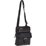Leather Vintage Medium Flight Shoulder Bag Black : G-33