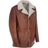 Men’s Trapper Leather Jacket with Faux Fur Lining Cognac: ELMS