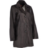 Womens Single Breasted Leather Coat Black/app: BIRMINGHAM