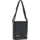 Classic A4 Leather Flap-Over Messenger Bag Black: Q-43
