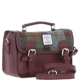 Ashwood Leather & Harris Tweed® Cloth Small Satchel Bag Wine/Mcload: TW-67-17-WM