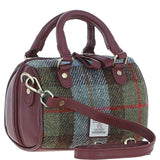 Ashwood Leather & Harris Tweed® Cloth Small Barrel Bag Wine/Mcload: TW-61-17-WM
