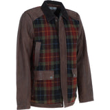 Ashwood Leather x Harris Tweed Men's Buff Lamb Leather Jacket with Corduroy Collar Brown/Red/Green: TW-903-07-BR