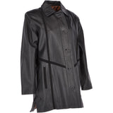 Womens Single Breasted Oversized Leather Coat Black/ani: IVONNE 2