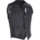 Men's Leather Embossed Laced Waistcoat Black: W/COAT EAGLE