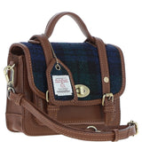 Ashwood Leather & Harris Tweed® Cloth Mini Satchel Bag with Twist Lock Tan/Watch: TW-32-04-TW