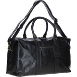 Large Leather Weekend Holdall Black: TL-009