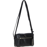 Leather Crossbody Bag with Adjustable Strap Black: Audrey