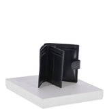 Vegetable Tanned Flip Side 6 card, ID & Coins Dual Bill fold Tab Leather Wallet Black : 1246-VT