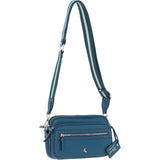 Compact Twin Zip Ashwood Leather Crossbody Bag Teal: X-35