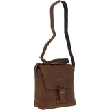Tablet Friendly Medium Vintage Leather Messenger Bag Tan: Monti