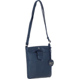 Genuine Leather Crossbody x Shoulder Bag with Golden Accents Navy: 64239