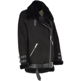 Womens Oversized Sheepskin Flying Jacket Black/Snuff: KB-20091