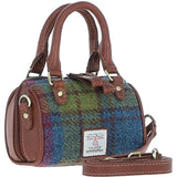 Ashwood Leather & Harris Tweed® Cloth X-Small Barrel Bag Tan/Purple: TW-60-13-TP