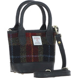 Ashwood Leather & Harris Tweed® Cloth Small Grab Bag Black/Green/Red: TW-63-07-BR