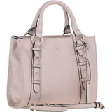 Real Leather Handbag with Adjustable Crossbody Strap Beige: 64867