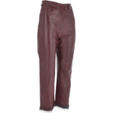 Womens 60's Hippy Leather Jeans Burgundy: 479