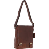 Classic A4 Leather Flap-Over Messenger Bag Chestnut: Q-43