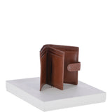 Vegetable Tanned Flip Side 6 card, ID & Coins Dual Bill fold Tab Leather Wallet Tan : 1246-VT