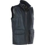 Ashwood Men's Leather Waistcoat | Classic Zip-Up Body Warmer Black: LUMS