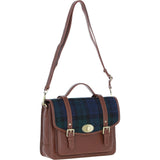 Ashwood Leather & Harris Tweed® Cloth Large Satchel Bag with Twist Lock Tan/Watch: TW-35-04-TW