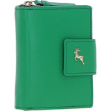 Ashwood Leather RFID Secure Wallet/Purse with Zip and Stud Closure Green: X-30