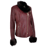 Short Toscana Biker Style Sheepskin Jacket Bordeaux: 8114