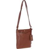 Ashwood Curve  Zip Top Leather Cross Body Bag 2 Tone Tan: 64640/curve