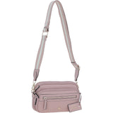 Compact Twin Zip Ashwood Leather Crossbody Bag Wood Rose: X-35
