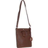 Genuine Leather Crossbody x Shoulder Bag with Golden Accents 2 Tone Tan: 64239