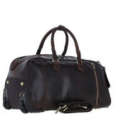 Luxurious Leather Wheeled Duffle Bag Brown: pl-50