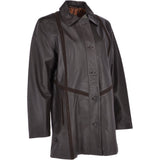 Women's Single Breasted Oversized Leather Coat Brown/ani: IVONNE 2