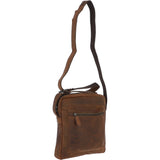 Tablet Friendly Small Vintage Leather Body Bag Tan: Patty