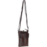 Compact Leather Phone Bag with Adjustable Strap and Brass Hardware Brown: tl-002
